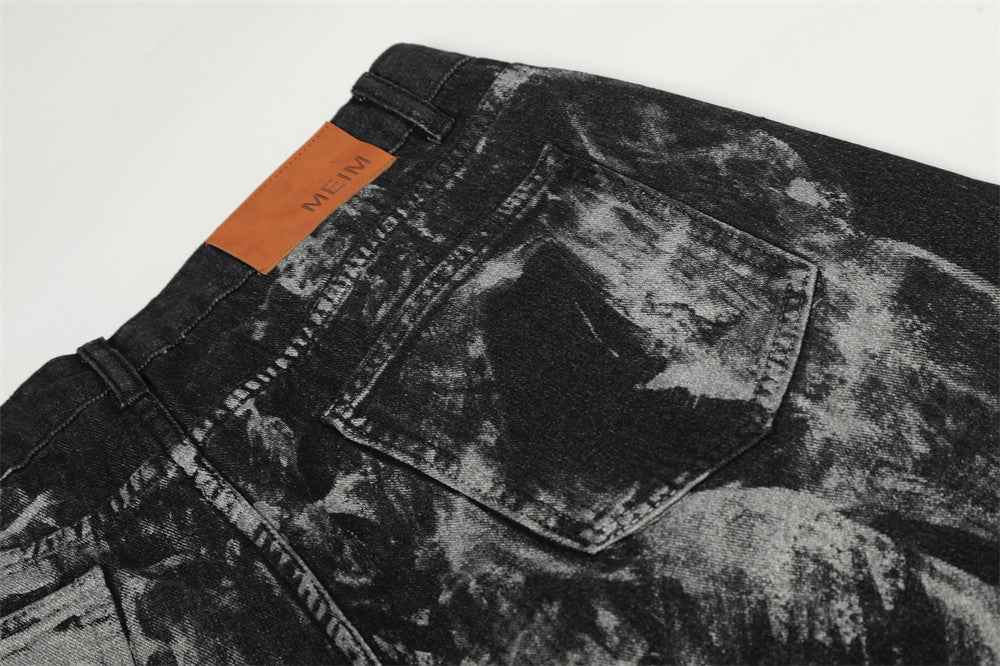 Ink Splatter Painted Heavy-Duty Punk Denim Jeans