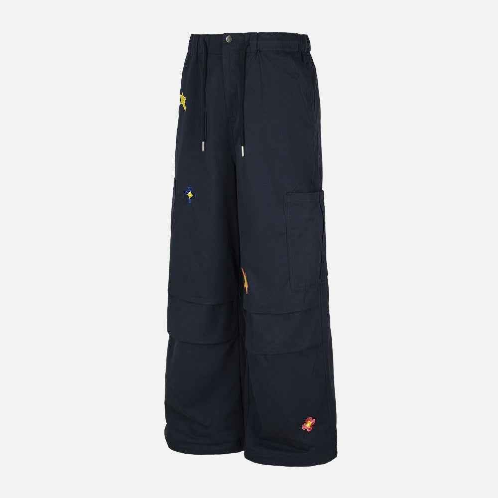 Stylish European Star Embroidered Wide Leg Pants