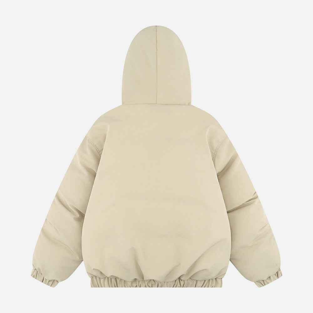 Heavyweight Winter Zipper Hooded Bomber Jacket