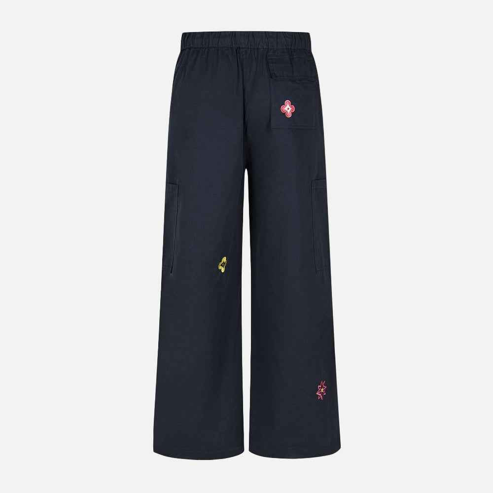 Stylish European Star Embroidered Wide Leg Pants