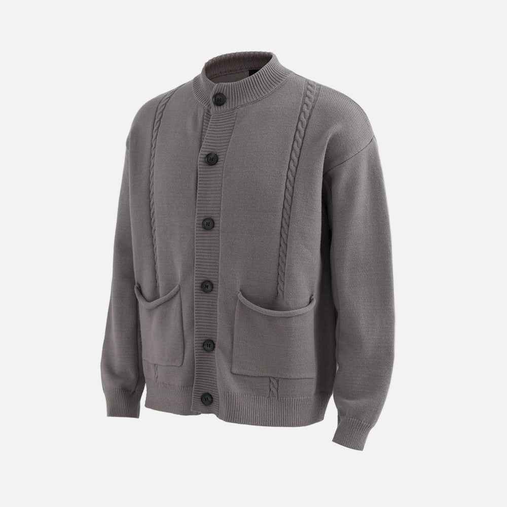 Winter Cozy Twist Knit Single Breasted Button Cardigan