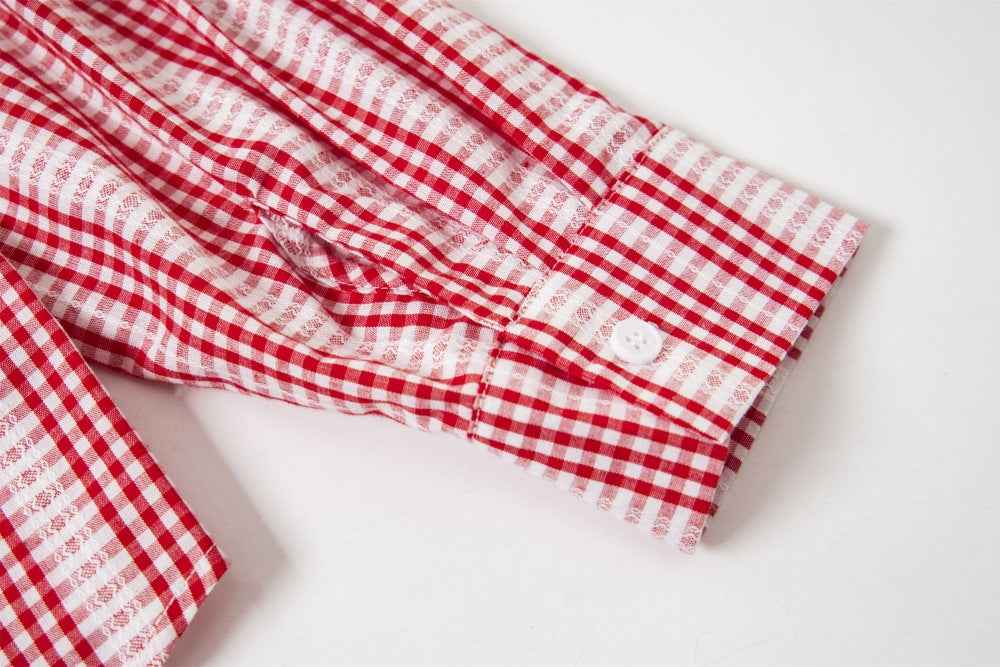 Vintage Vibe Badge Embroidered Plaid Long Sleeve Shirt