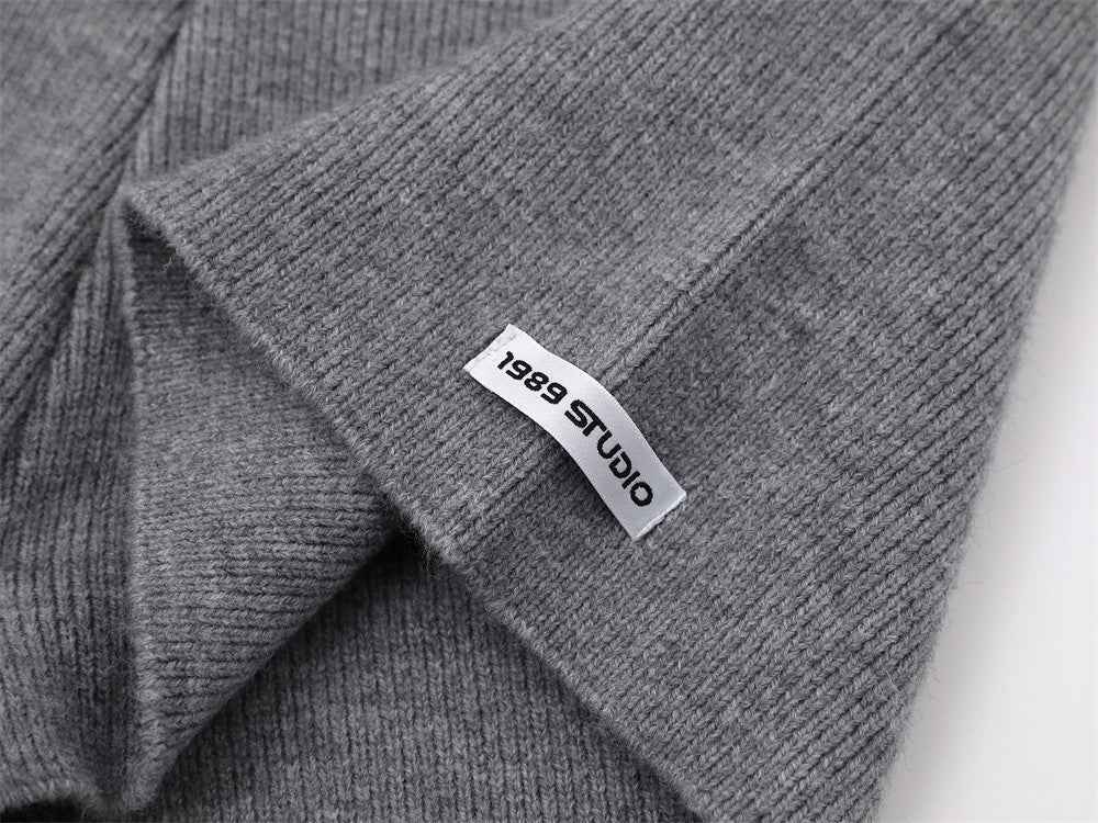 Retro Cozy Knit Hooded Sweatshirt & Short
