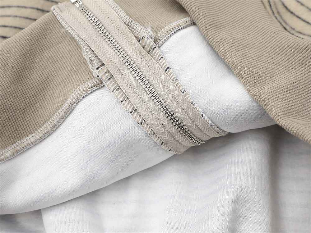 Vintage Striped Loose Fur Hooded Casual Sweatshirt