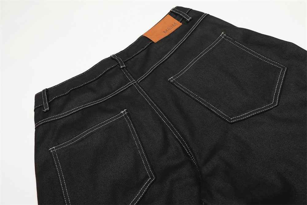 Split Design Coated Denim Jeans