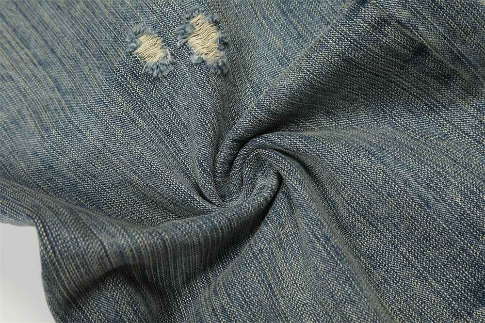 Streetwear Punk Distressed Washed Denim Wide Leg Jeans