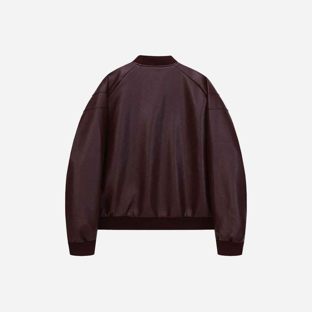 2000s Style Punk O-Neck Baseball Pu Leather Jacket