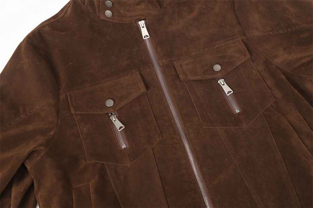 Warm Punk European Style Casual Zip-Up Woven Jacket