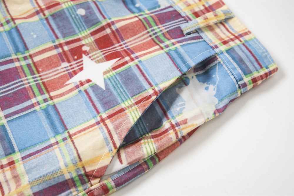 Y2K Trendy Vibe Design Painted Plaid Wide-Leg Cargo Pants