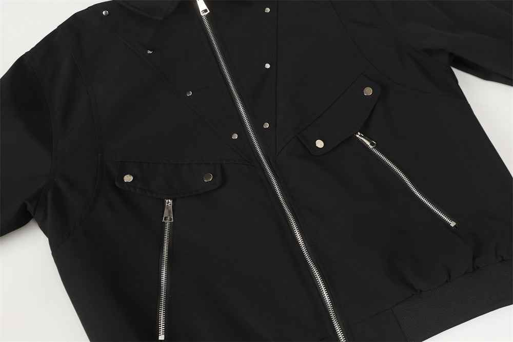 Punk Metal Studded Deconstructed Loose Jacket