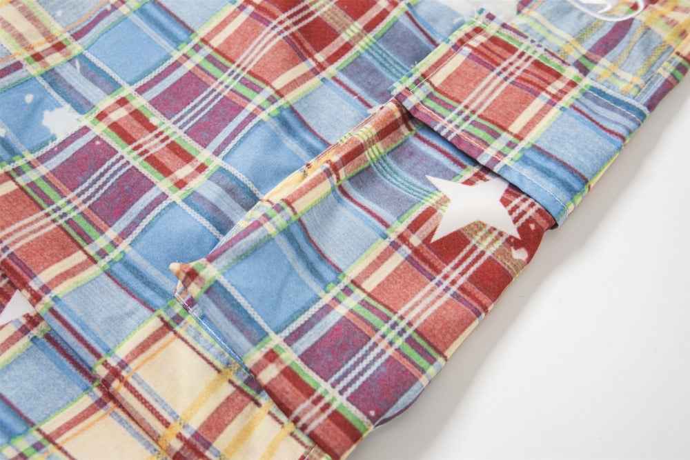 Y2K Trendy Vibe Design Painted Plaid Wide-Leg Cargo Pants