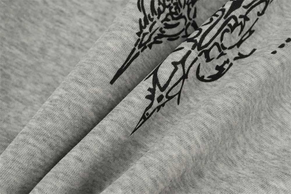 Y2K Graffiti Print Zip-Up Faux Fur Hooded Sweatshirt