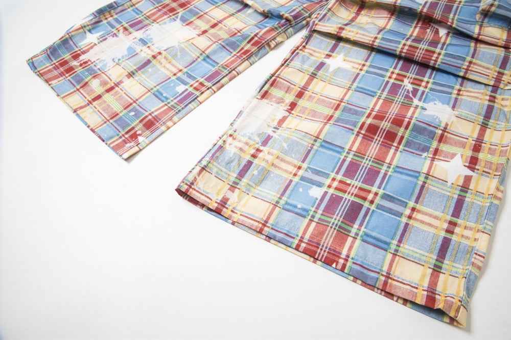 Y2K Trendy Vibe Design Painted Plaid Wide-Leg Cargo Pants