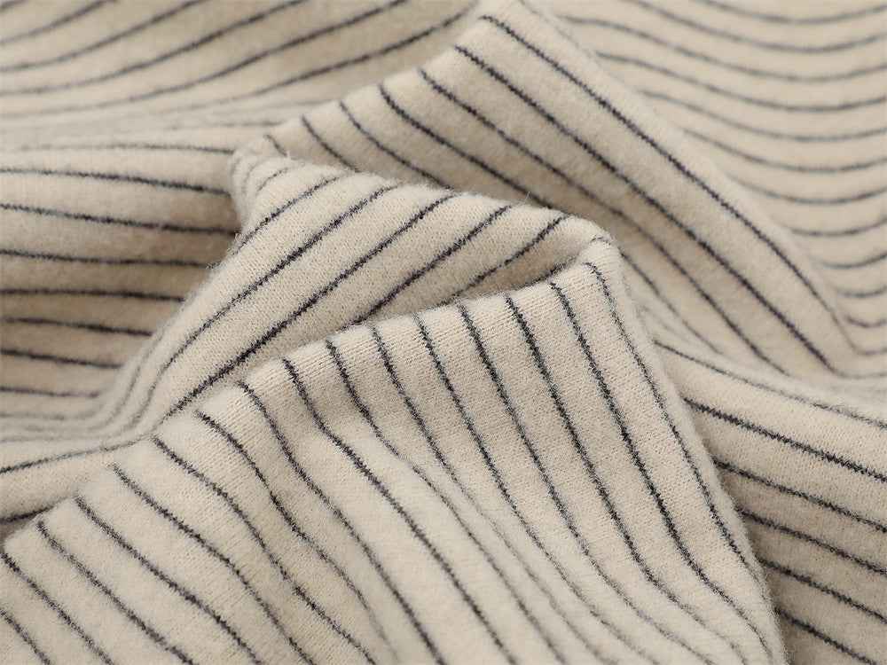 European Style Striped Loose Faux Fur Hooded Sweatshirt