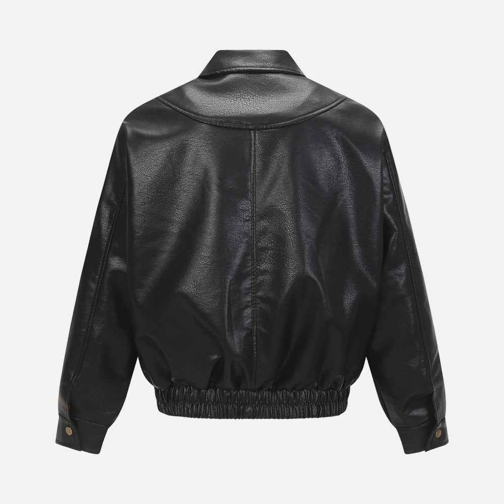 Modern Sleek Motion Edge Zipper Leather Jacket