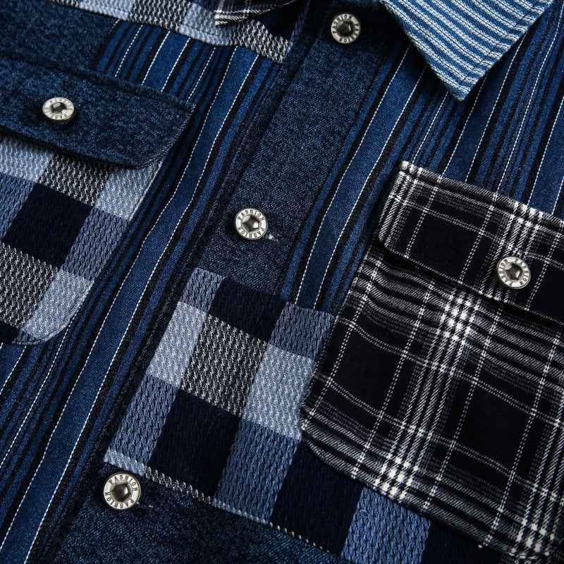 Streetwear Artisan Blend Checkered Denim Jacket
