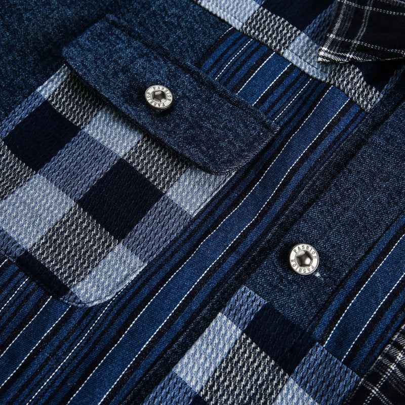 Streetwear Artisan Blend Checkered Denim Jacket