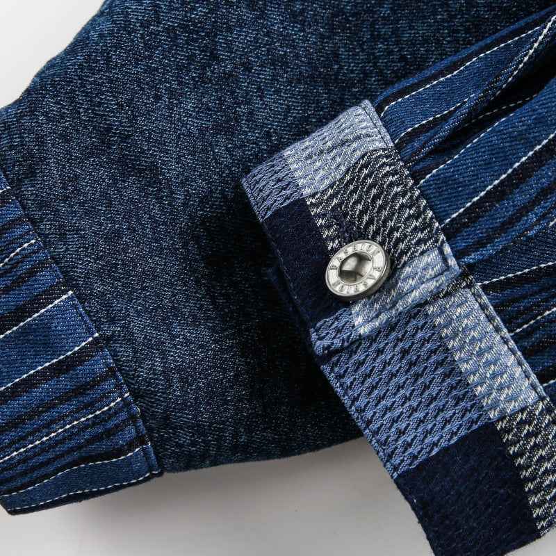 Streetwear Artisan Blend Checkered Denim Jacket