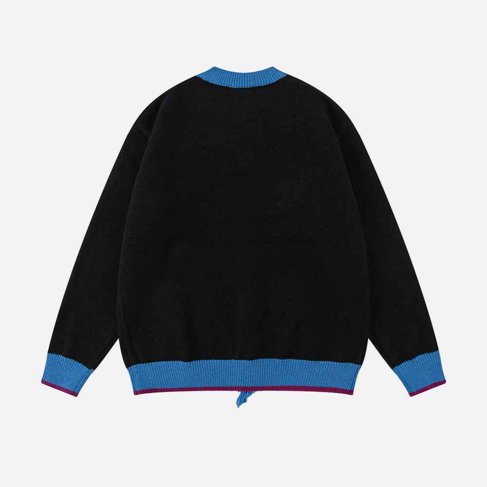 Comfortable Vintage Jacquard Crewneck Cardigan
