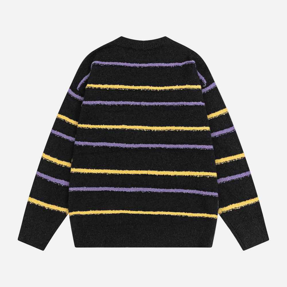 Trendy American Style Striped Crewneck Sweater