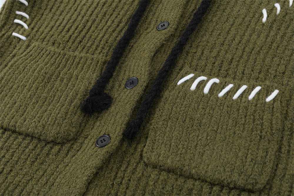 Green Knitted Hooded Comfy Long Cardigan
