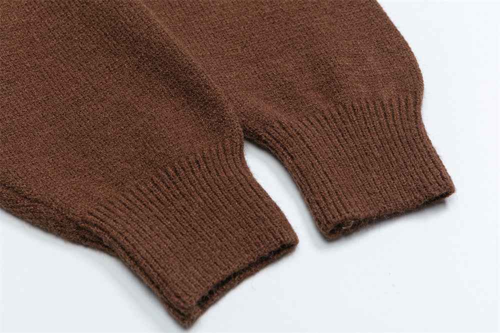 Embroidered Cute Puppy Round Neck Sweater
