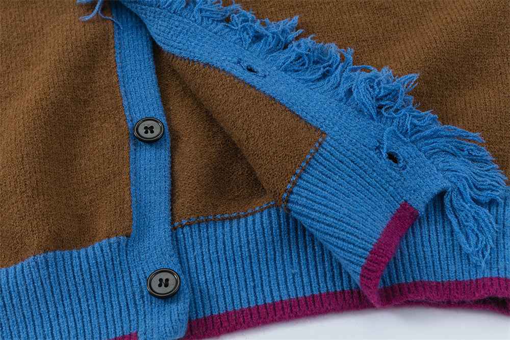 Comfortable Vintage Jacquard Crewneck Cardigan