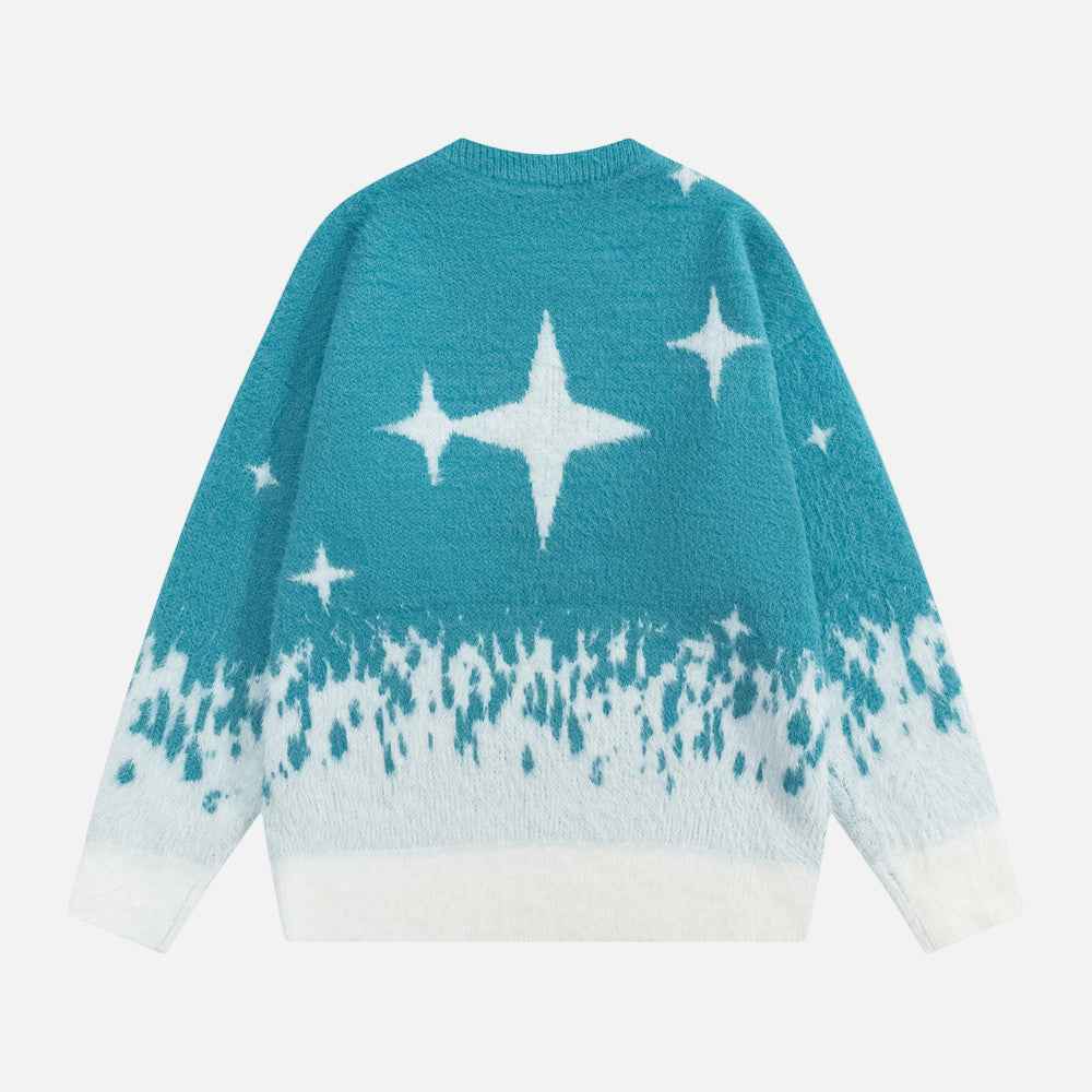 Cozy Jacquard Star Crewneck Knitted Sweater