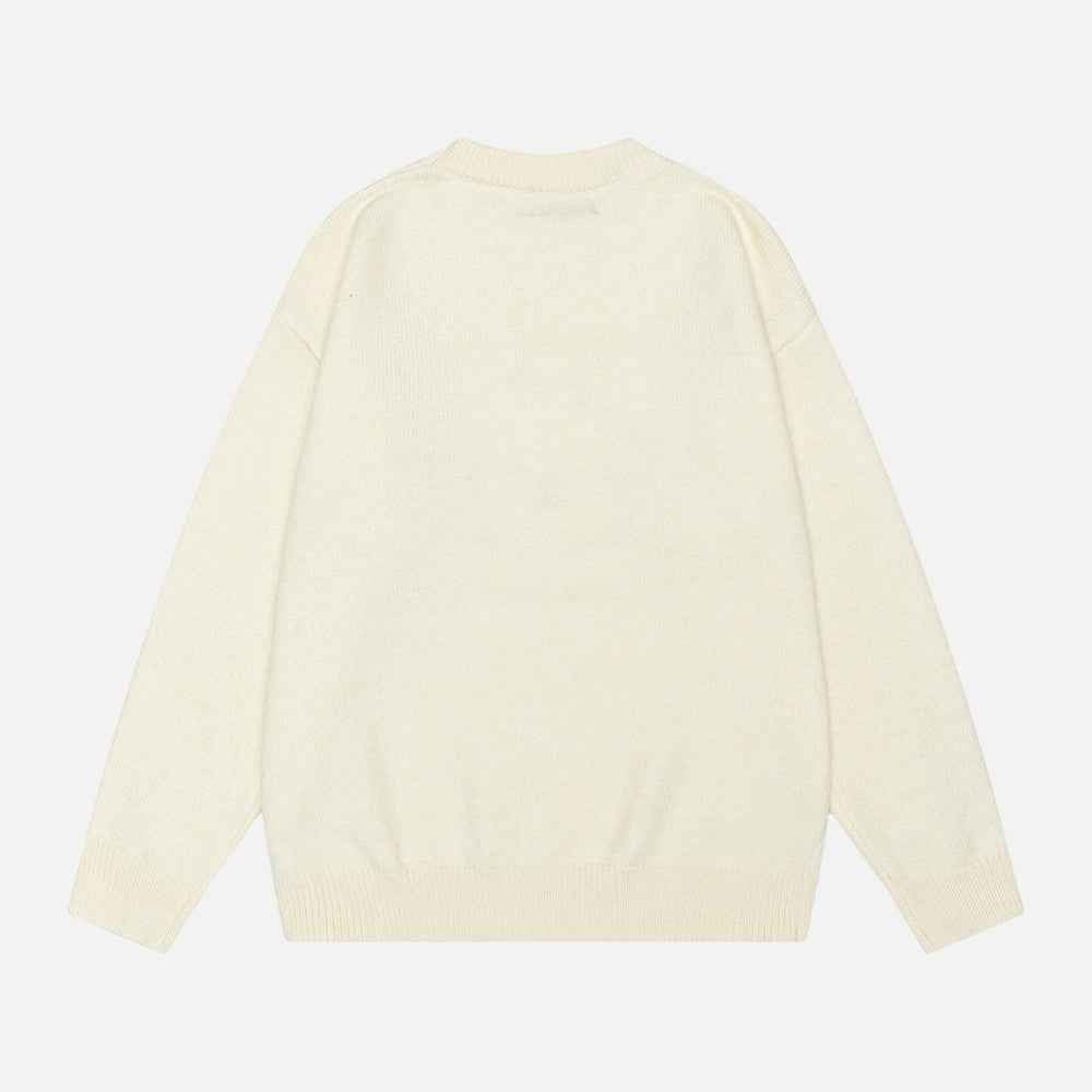Cute Cartoon Embroidered Round Neck Sweater