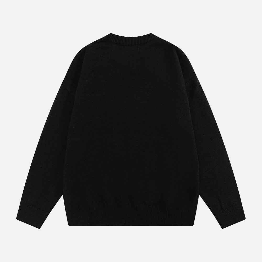Cute Cartoon Embroidered Round Neck Sweater