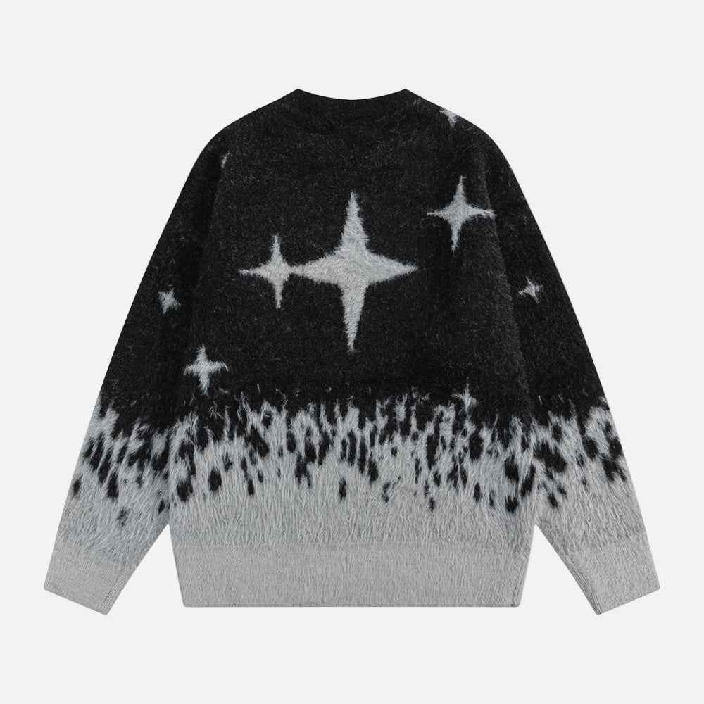Cozy Jacquard Star Crewneck Knitted Sweater