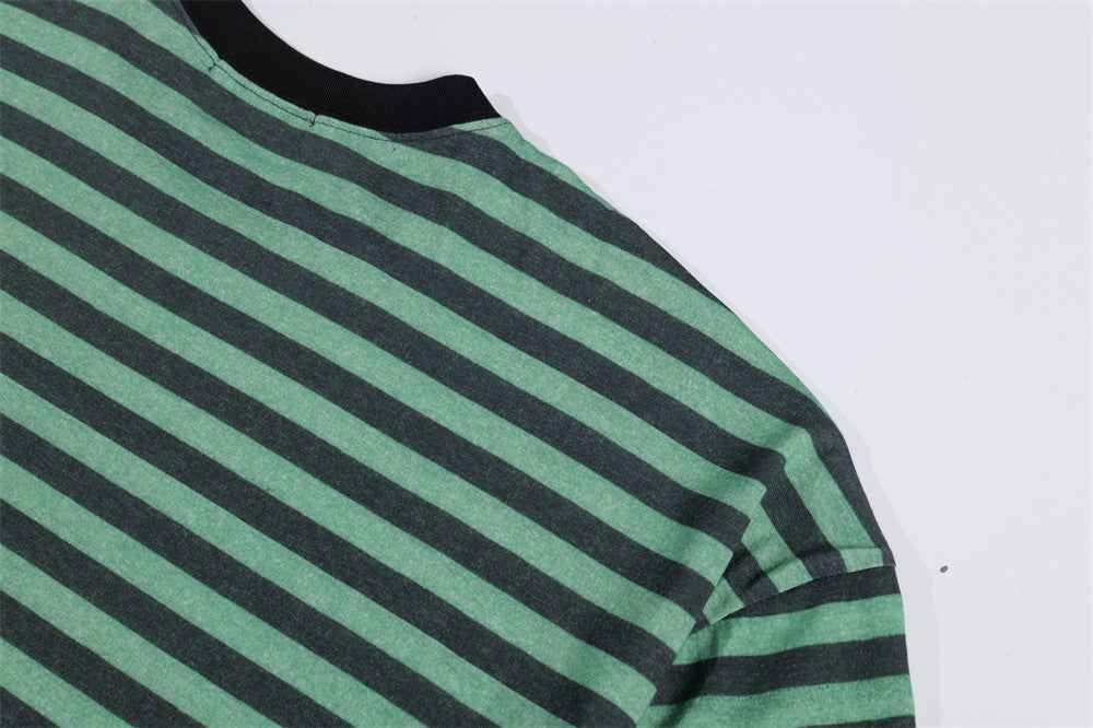 Retro Striped Loose Crewneck Long Sleeve T-Shirt