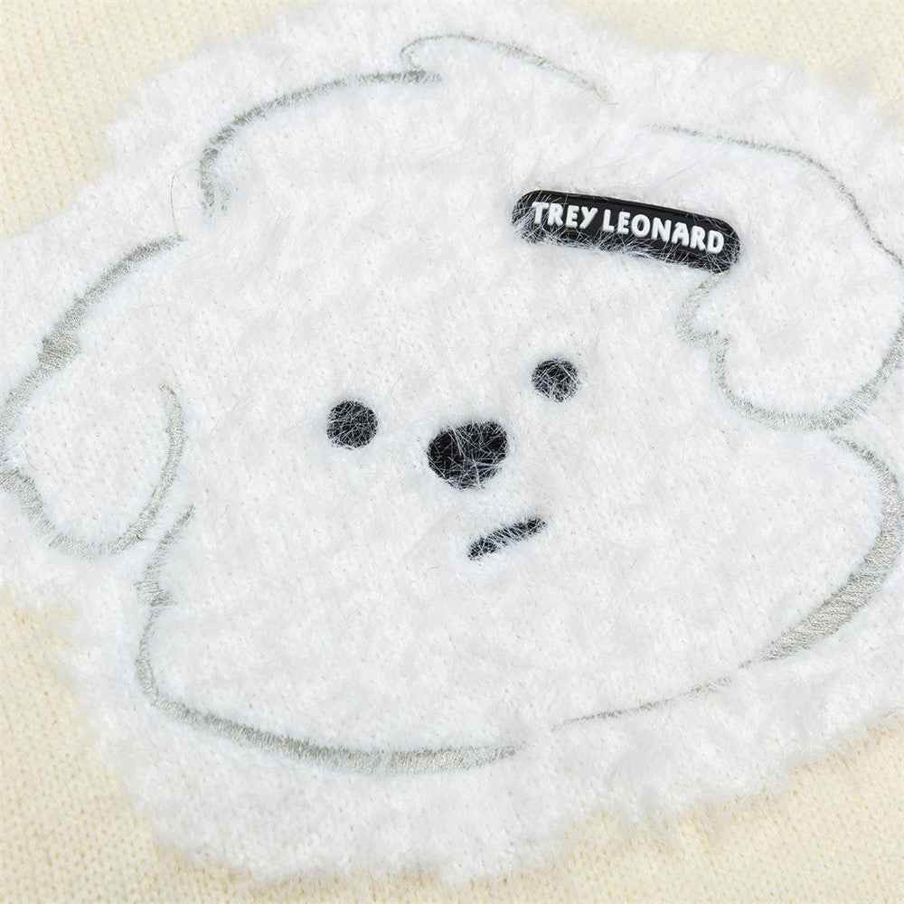 Cute Cartoon Embroidered Round Neck Sweater