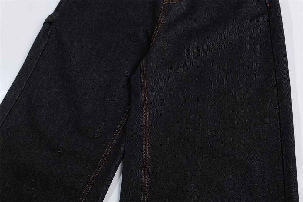 Streetwear American Plant Letter Printed Denim Jeans