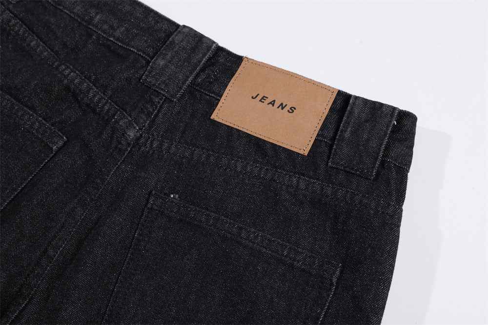 Streetwear Fur Edge Turn Up Denim Jeans