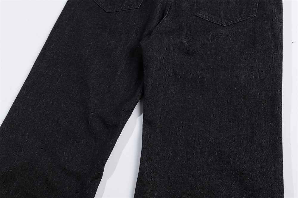 Streetwear Fur Edge Turn Up Denim Jeans