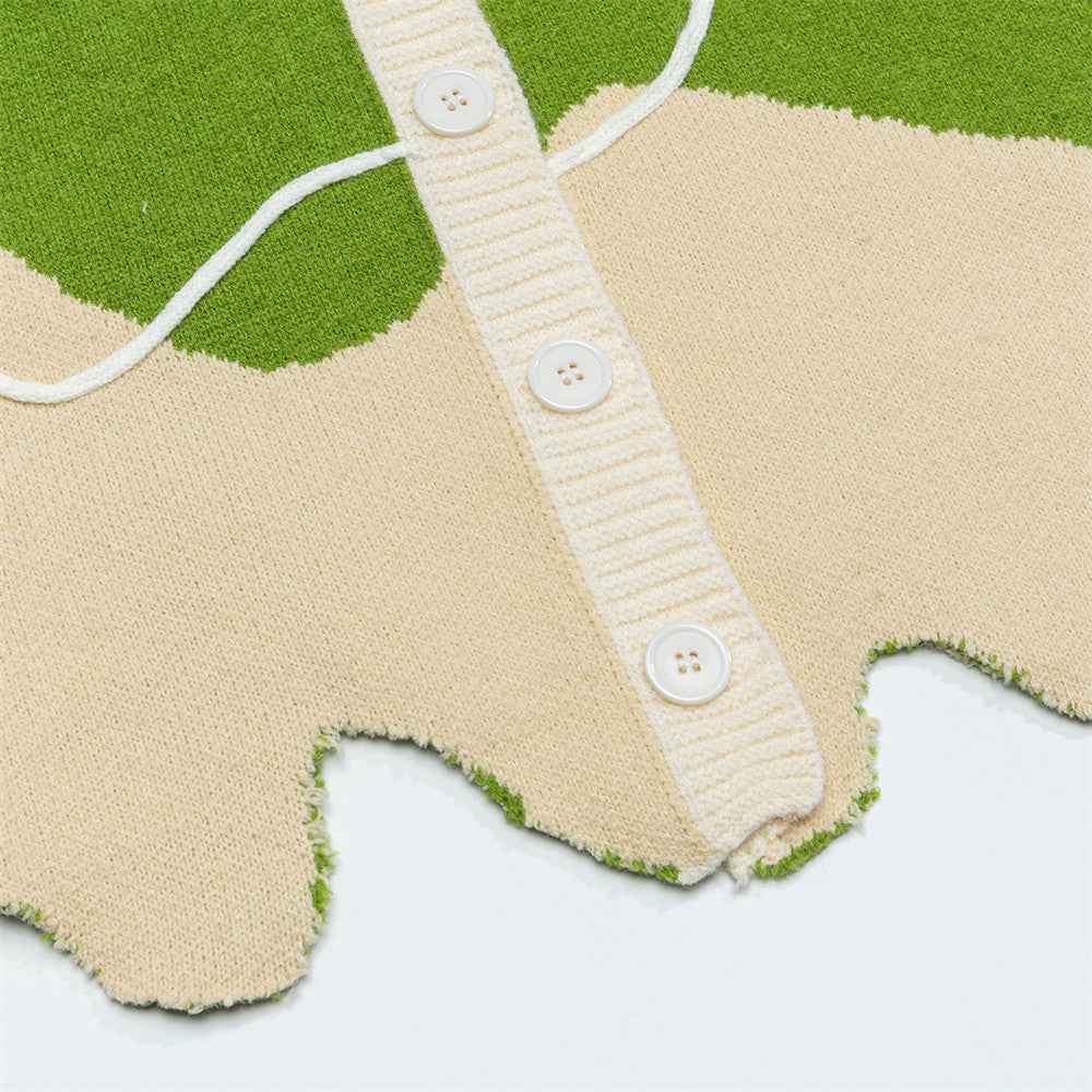 Irregular V-Neck Knitted Sweater Vest