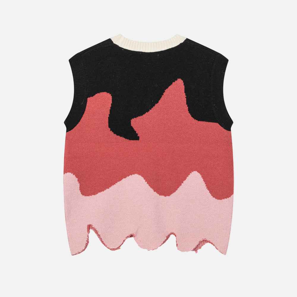 Irregular V-Neck Knitted Sweater Vest