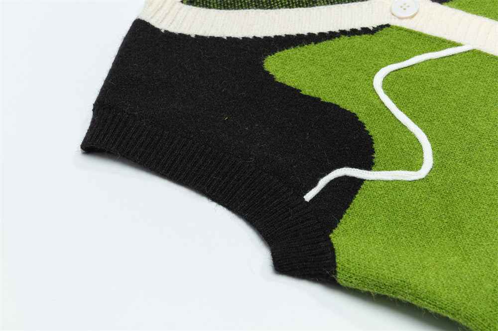 Irregular V-Neck Knitted Sweater Vest
