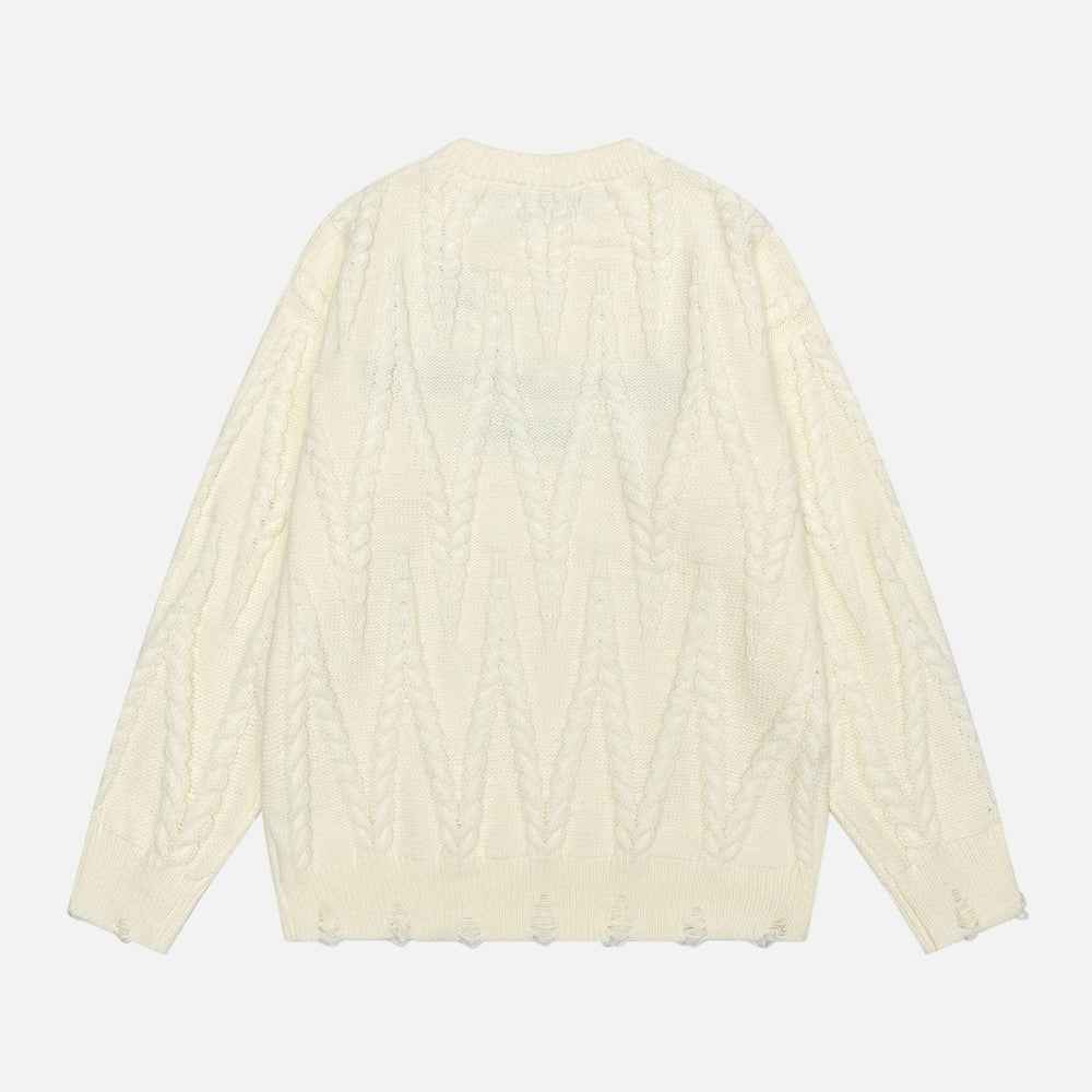 Streetwear Twisted Crewneck Loose Fit Sweater