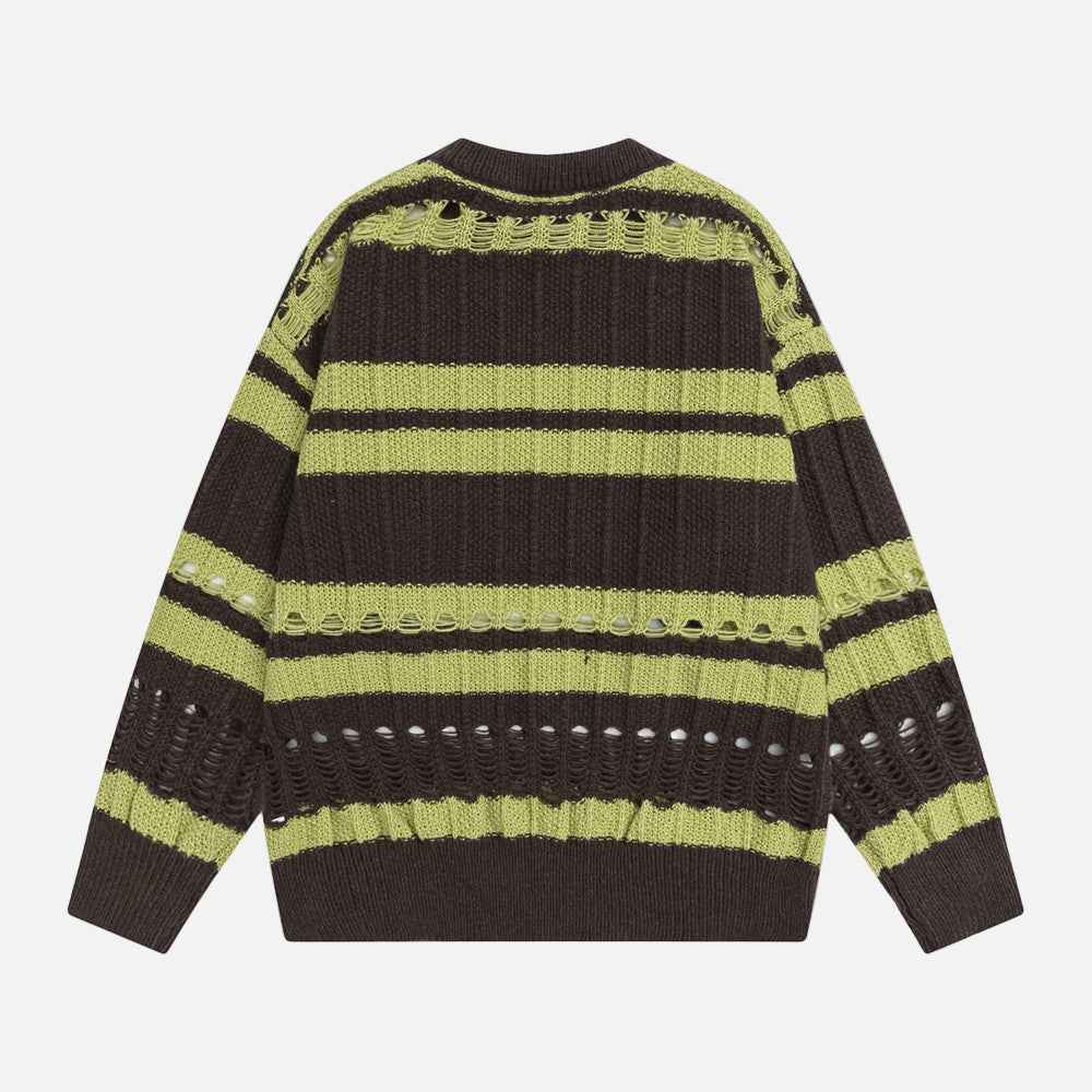 Spring Colorful Stripe Crewneck Sweater