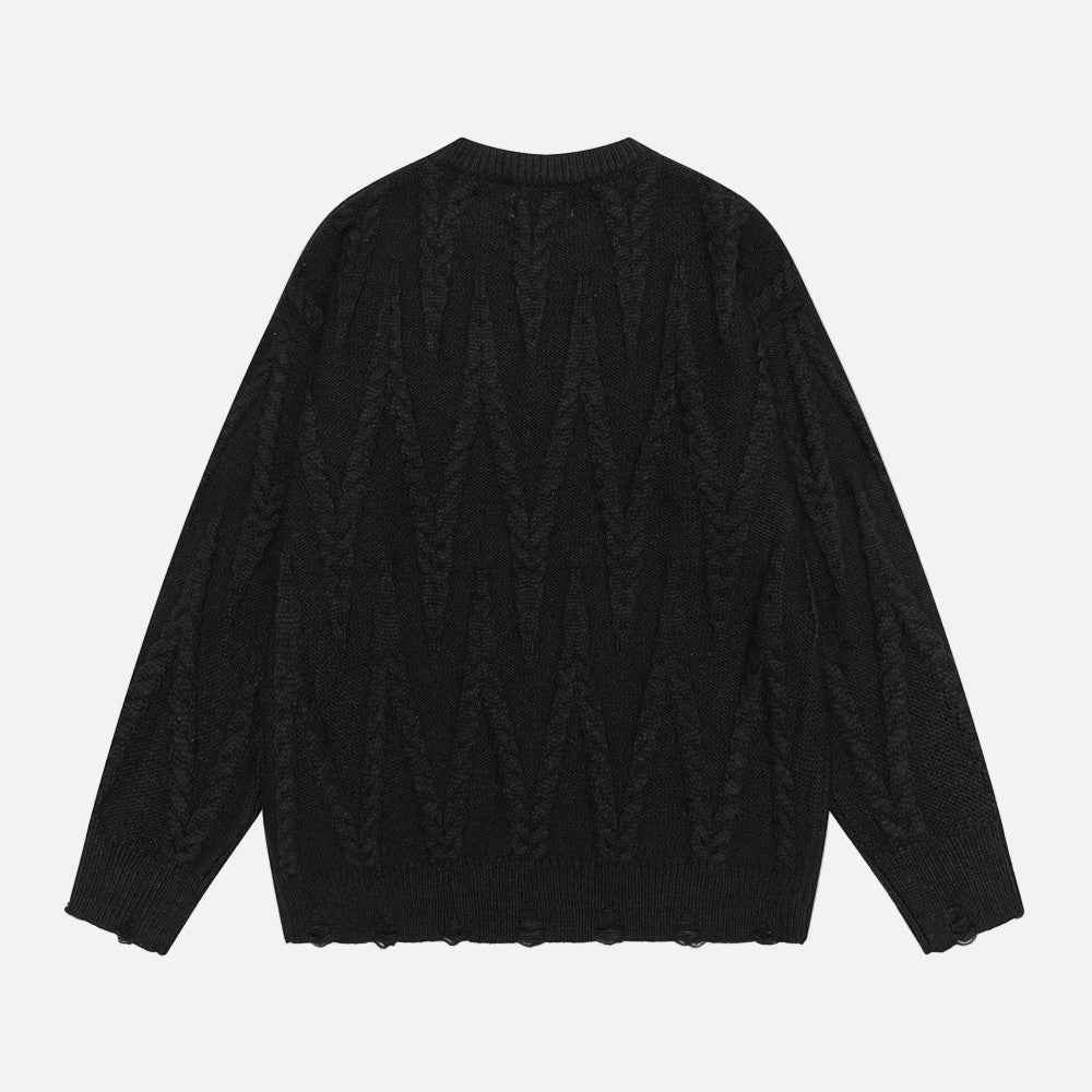Streetwear Twisted Crewneck Loose Fit Sweater