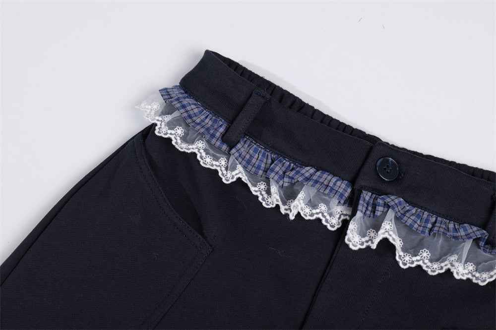 Fashionable Lace Matching Loose Casual Pants