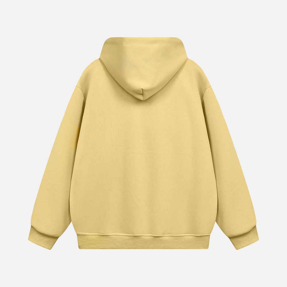 Stylish American Vibe Loose Zip-Up Hooded Sweatshirt