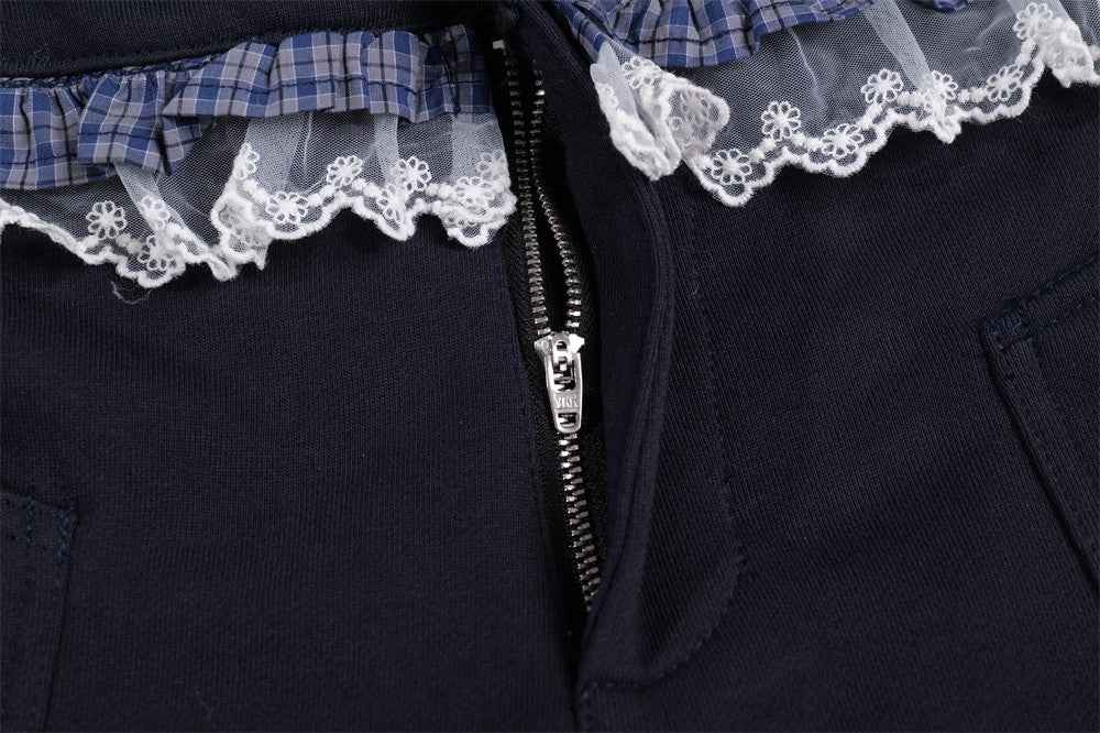 Fashionable Lace Matching Loose Casual Pants