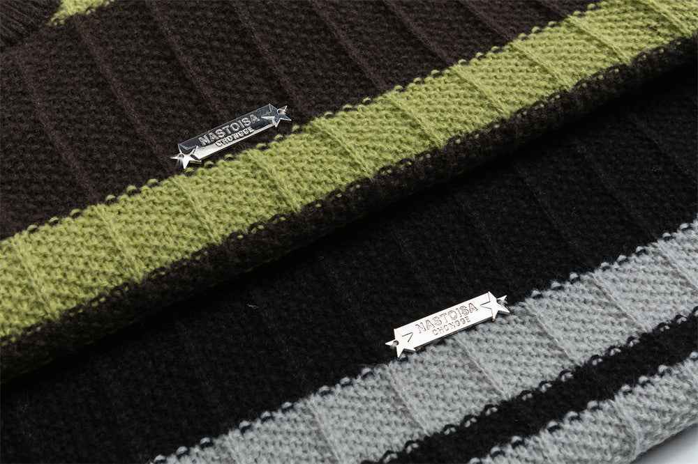 Spring Colorful Stripe Crewneck Sweater