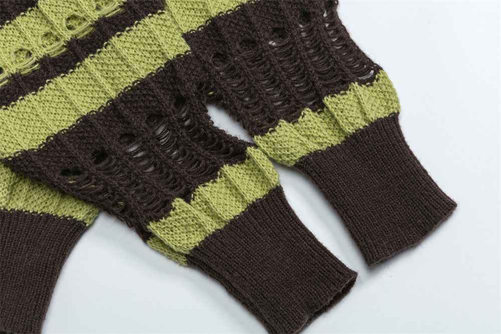 Spring Colorful Stripe Crewneck Sweater