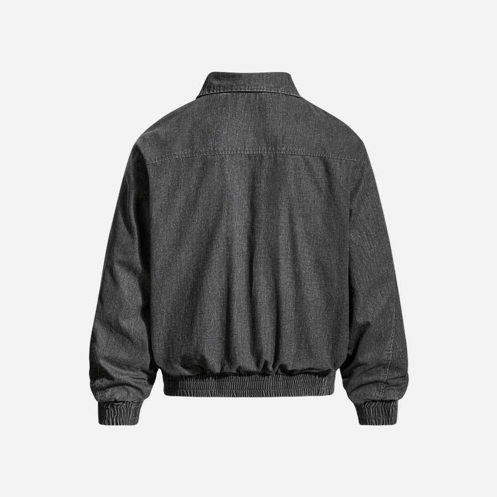 Y2K Large Pocket Heavy Metal Washed Denim Jacket