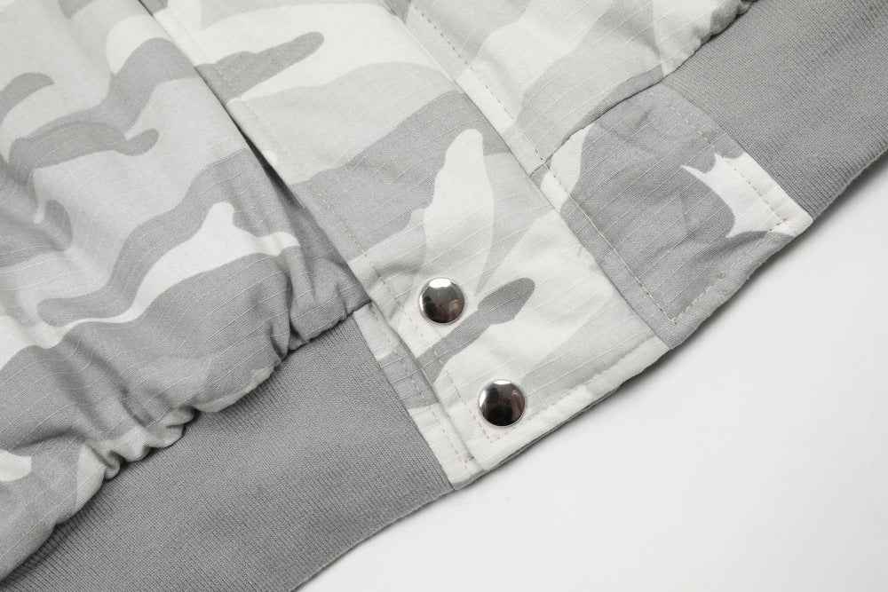 Winter Streetwear Camouflage Fur Collar Hooded Jacket