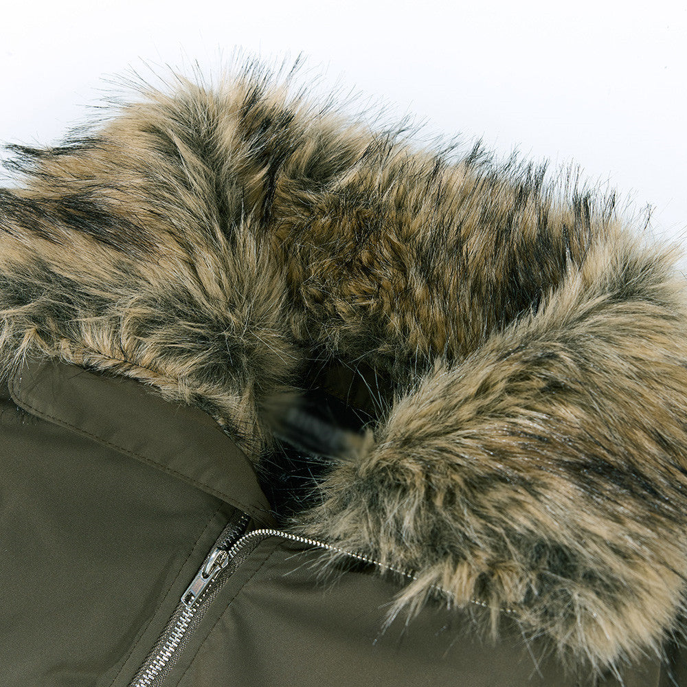Stylish Multi Pocket Faux Fur Collar Jacket - Luxuryurbanwear